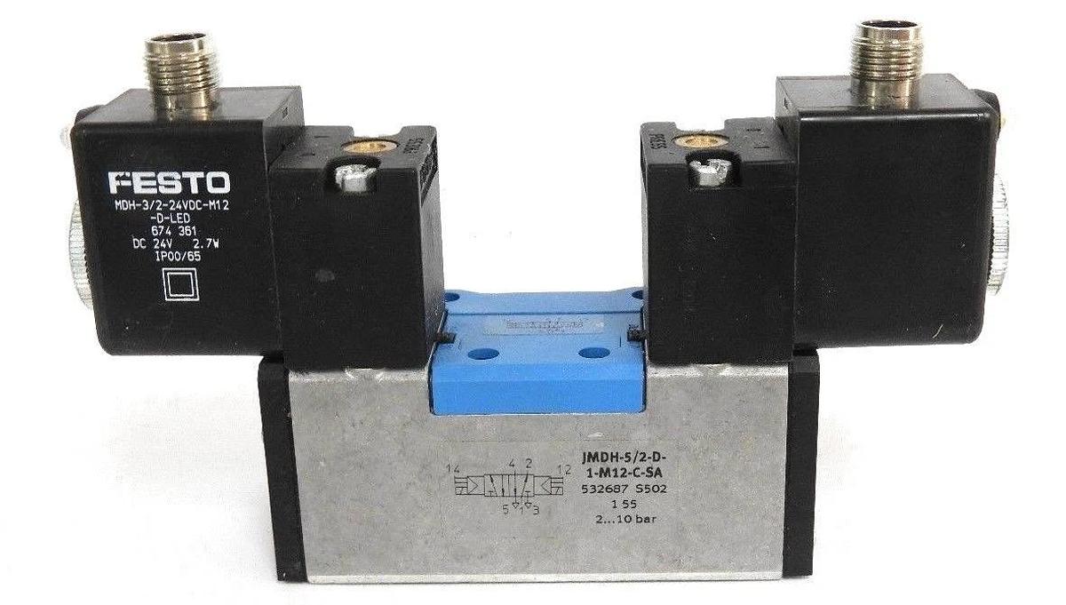 NIB FESTO JMDH-5/2-D-1-M12-C-SA SOLENOID VALVE 532687, SERIE: S502