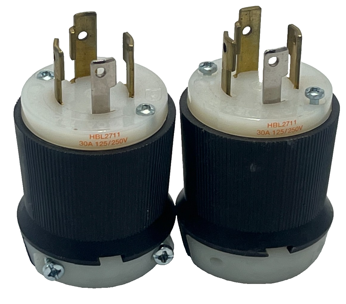 Used (2) HUBBELL HBL2711 Twist-Lock Industrial Plug 30A 125/250V