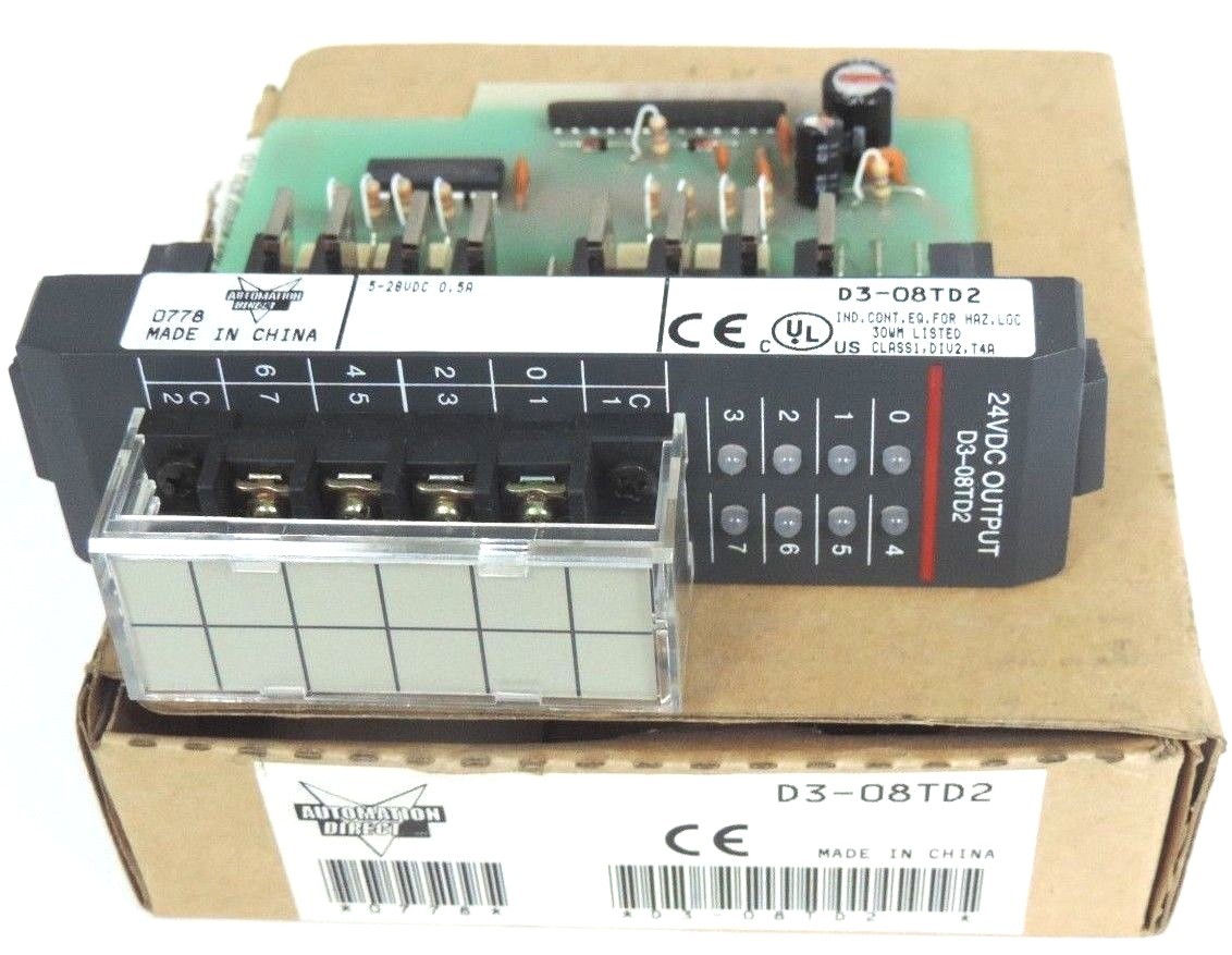 NIB AUTOMATION DIRECT D3-08TD2 OUTPUT MODULE D308TD2, 24VDC, 5-28VDC 0.5A