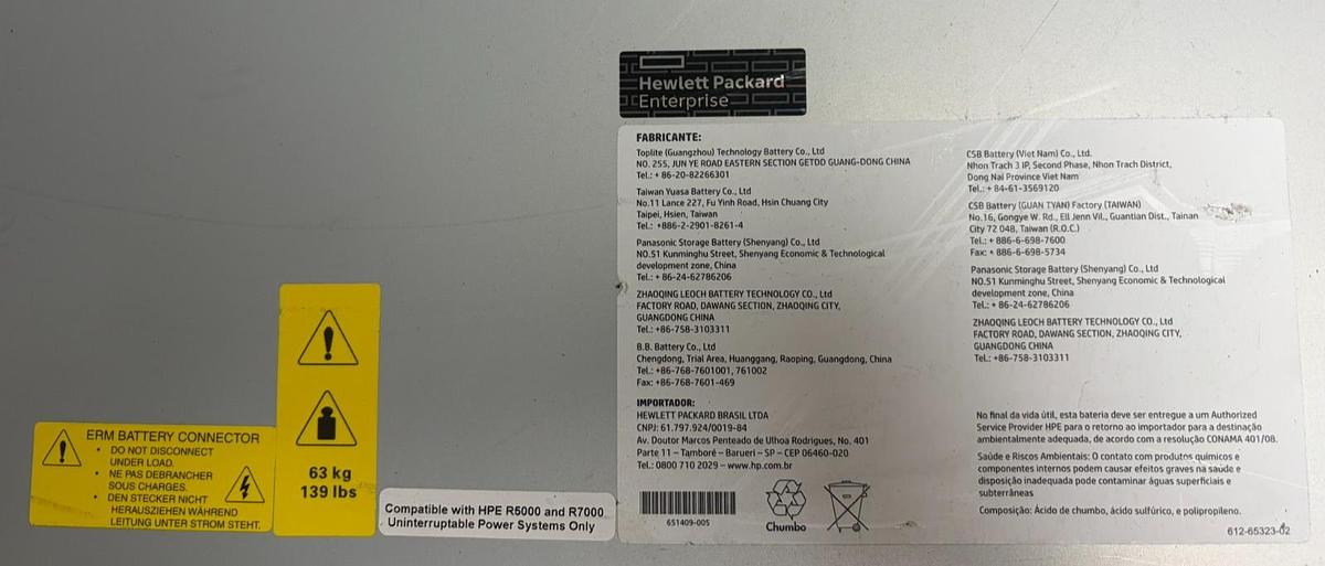Used HPE AF464A 628823-001 R5000 R7000 3U Extended Runtime Module ERM