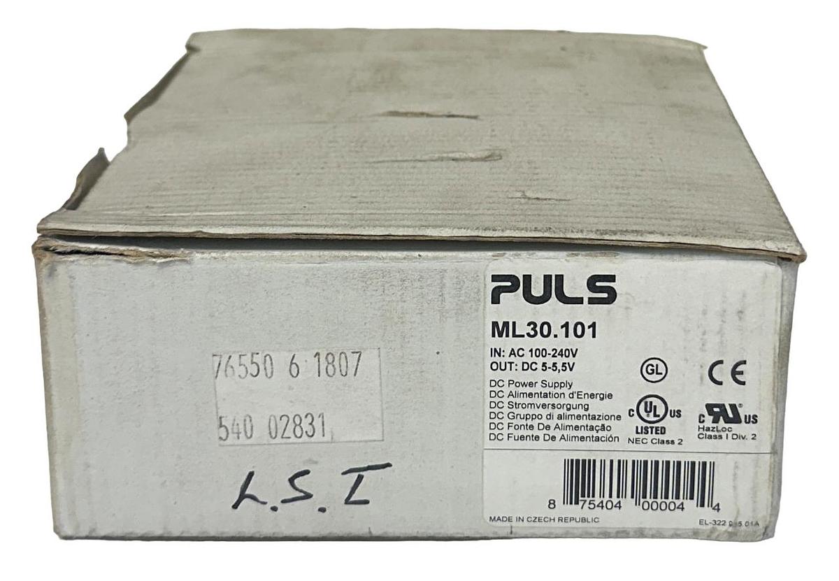 Used PULS ML30.101 / ML30101 MiniLine POWER SUPPLY 100-240VAC INPUT 5-5.5VDC OUT NSMP