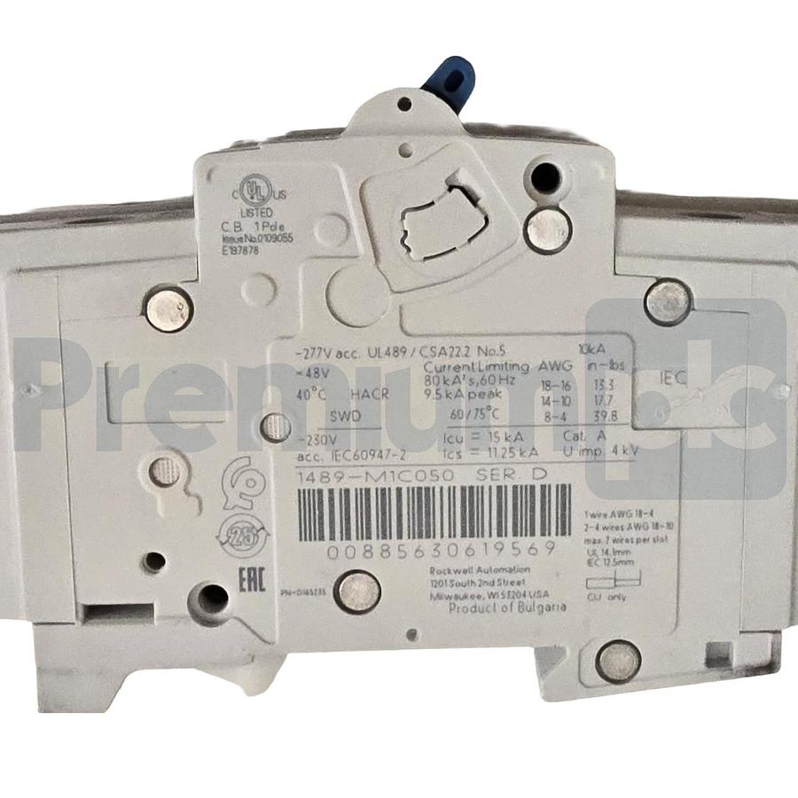 Box of 2 Allen-Bradley 1489-M1C050 /D Circuit Breaker, 1 Pole, 5A, C-Curve NSMP 885630619569