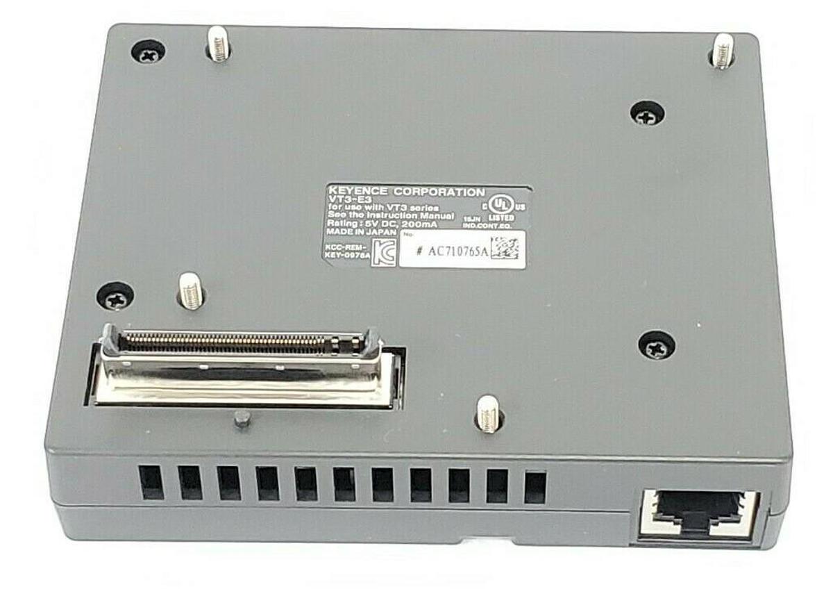 Used NIB KEYENCE VT3-E3 TOUCH PANEL DISPLAY ETHERNET EXTENSION UNIT 5VDC 200mA VT3E3