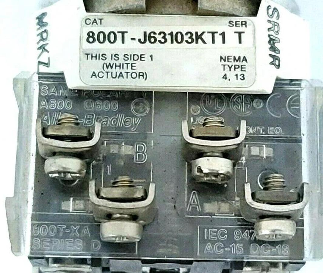 Used ALLEN BRADLEY 800T-J63103KT1 SELECTOR SWITCH 800TJ63103KT1 SER. T