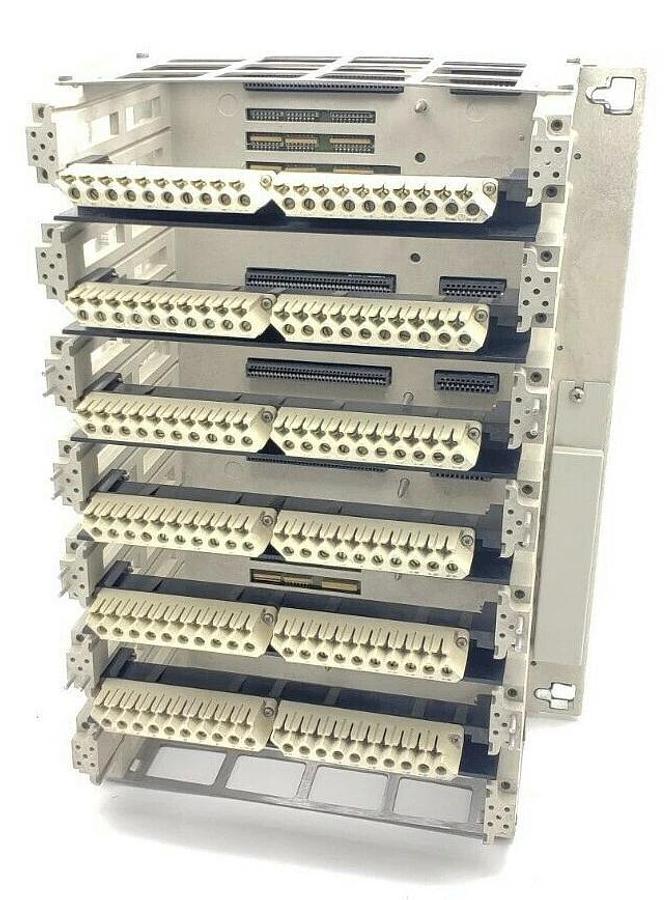 Used MODICON AS-9534-002 984 SERIES 7-SLOT CHASSIS RACK AS-H819-209 W/ WIRING ARMS