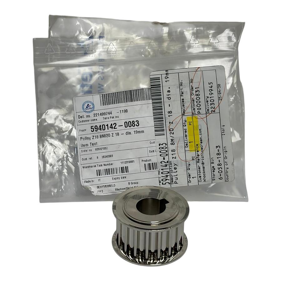 Genuine Tetra Pak 5940142-0083 Timing Pulley Z18 8M/20 dia 19mm Italy New