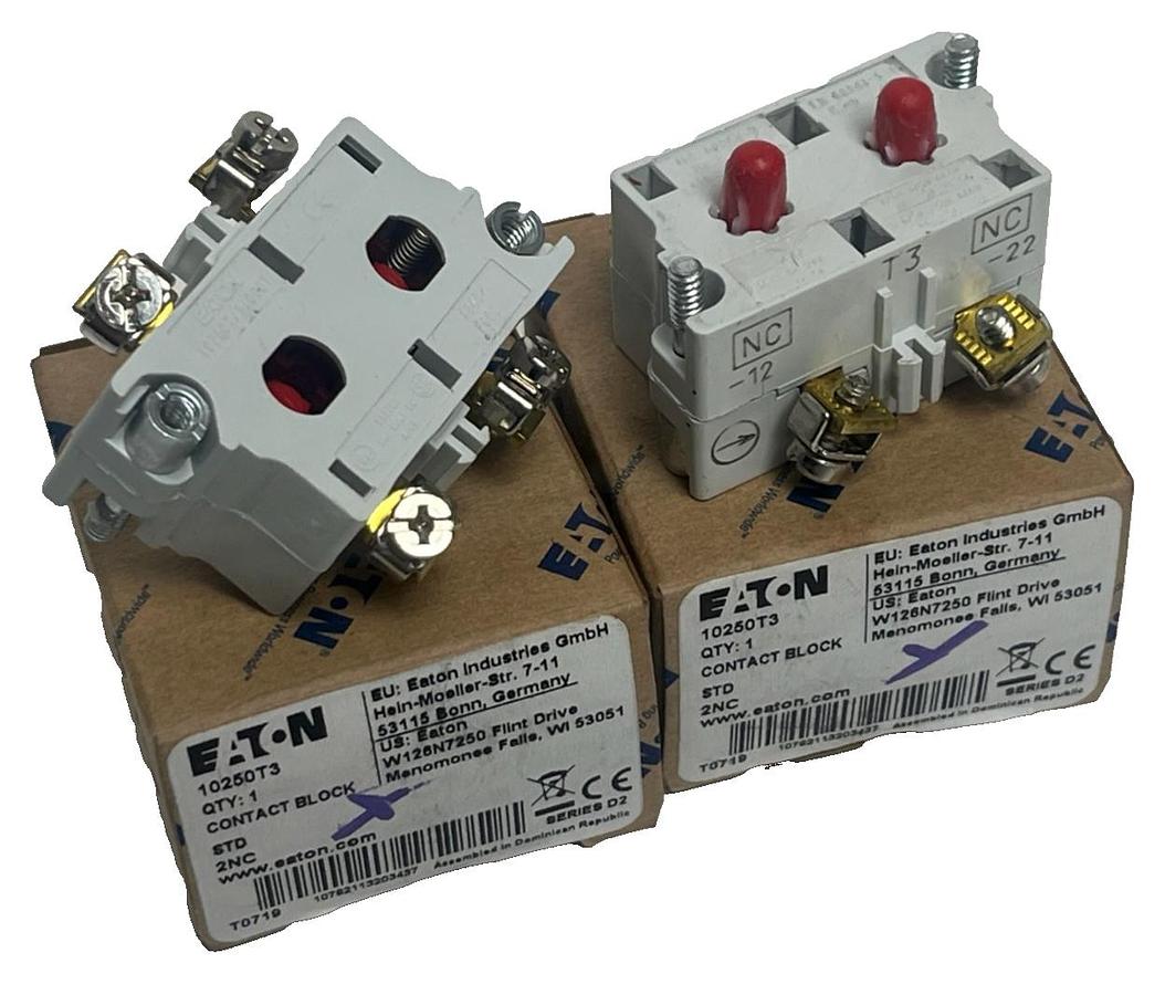 Used 2 Eaton 10250T3 Contact Blocks 30.5mm 2NC Heavy Duty Pushbutton 600V Set NSMP