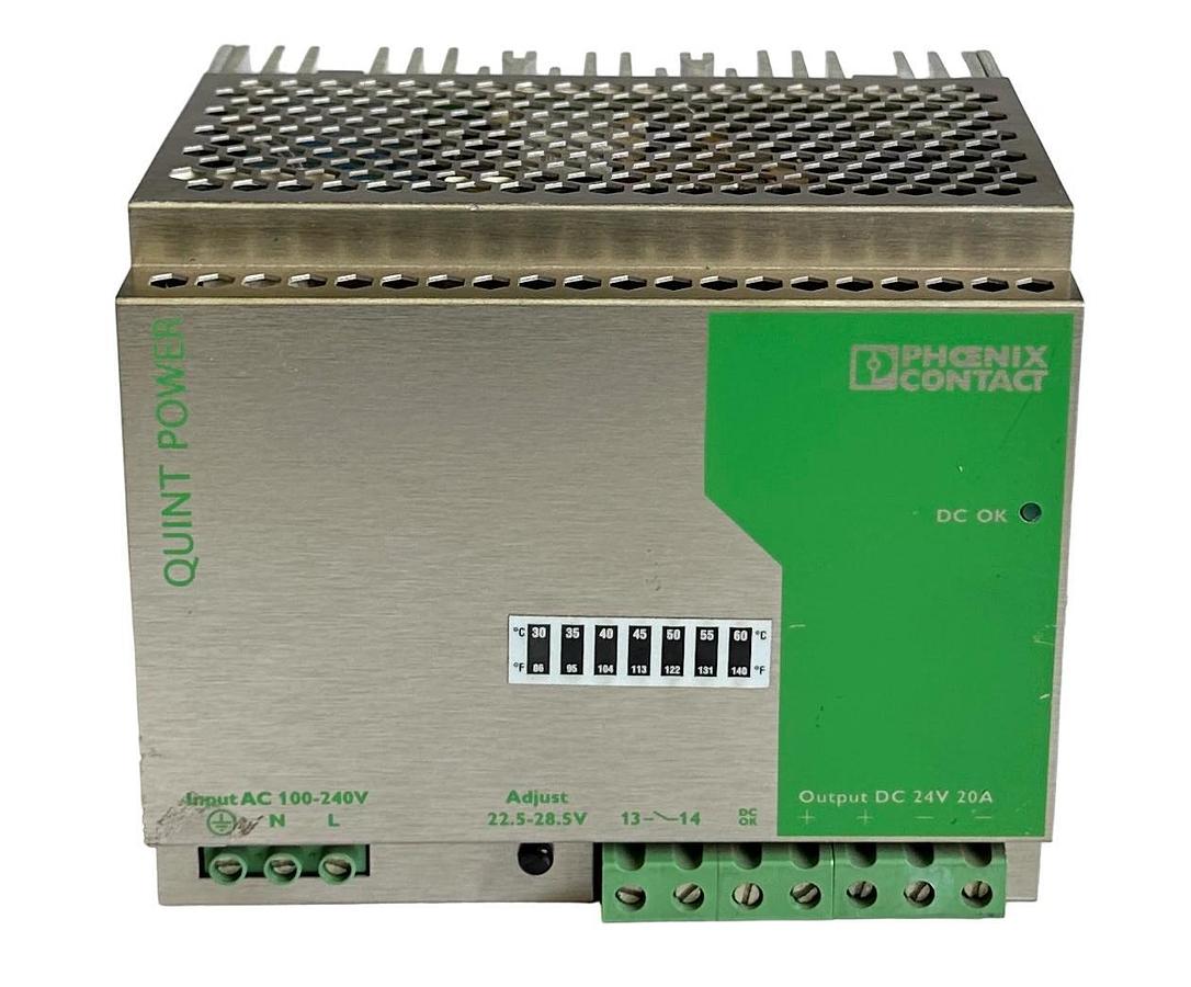 Used PHOENIX CONTACT QUINT-PS-100-240AC/24DC/20A POWER SUPPLY UNIT 24VDC/20A 2938620
