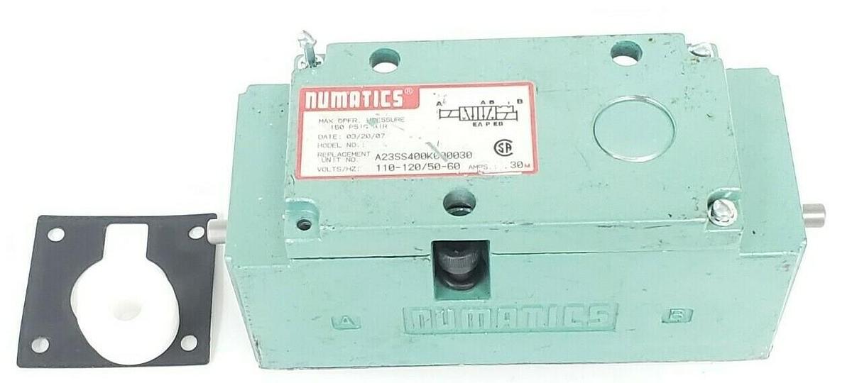 Used NUMATICS A23SS400K000030 SOLENOID VALVE 110-120/50-60HZ