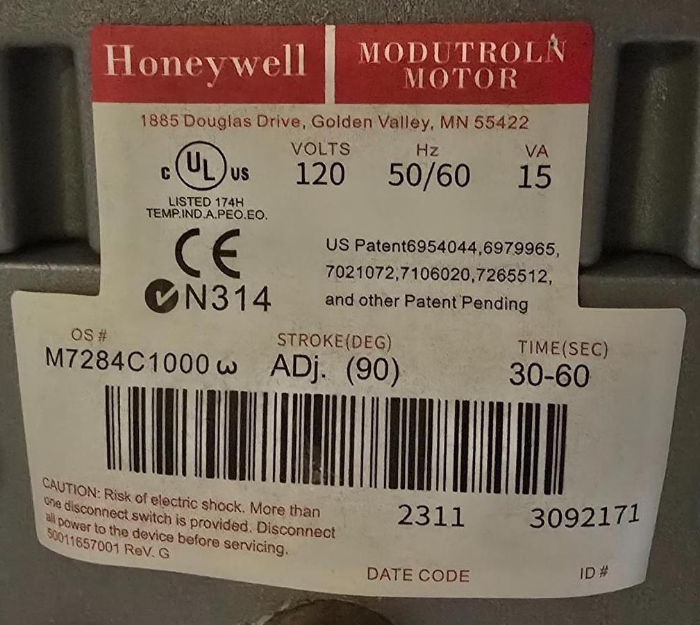 Used Honeywell M7284C1000 Modutrol IV Motor 120V 50/60Hz 15VA M7284C 1000 NSMP
