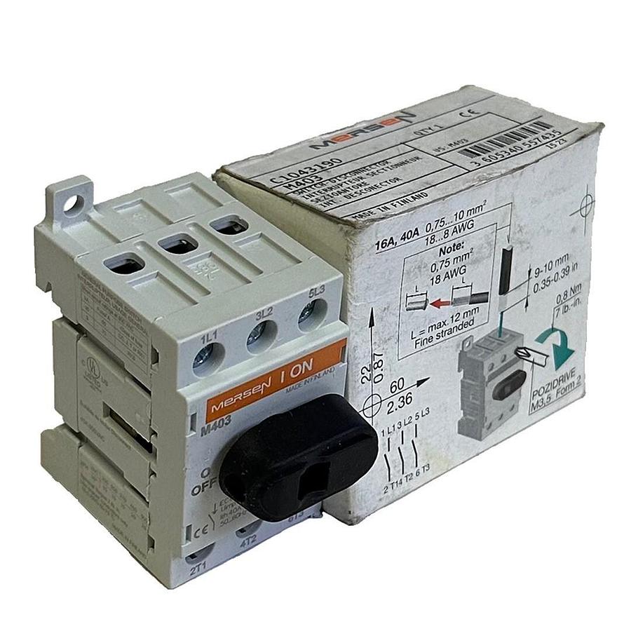 Used NEW MERSEN C1043190 / M403 NON-FUSIBLE DISCONNECT SWITCH 40A 50/60Hz
