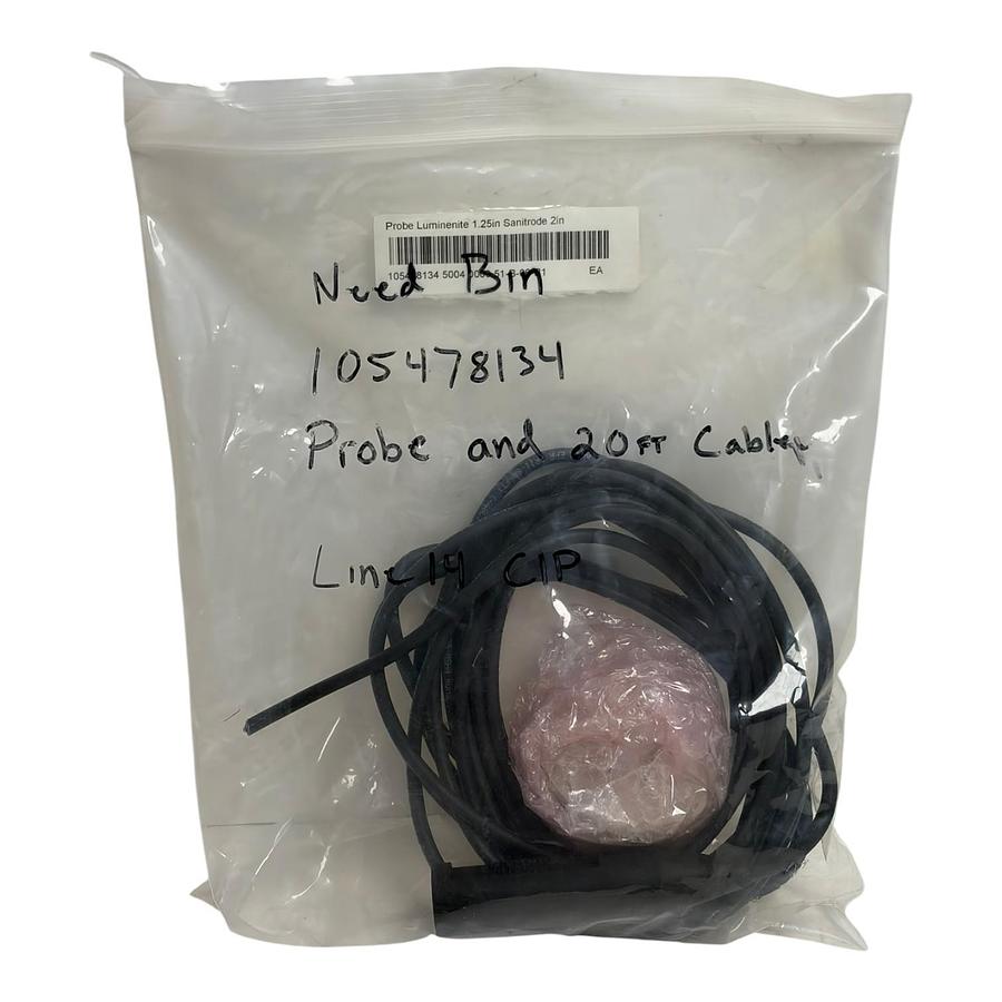 Used NEW Lumenite 2" Sanitary Tri-Clamp Level Probe 1.25" Rod w/ Type-J 20ft Cable