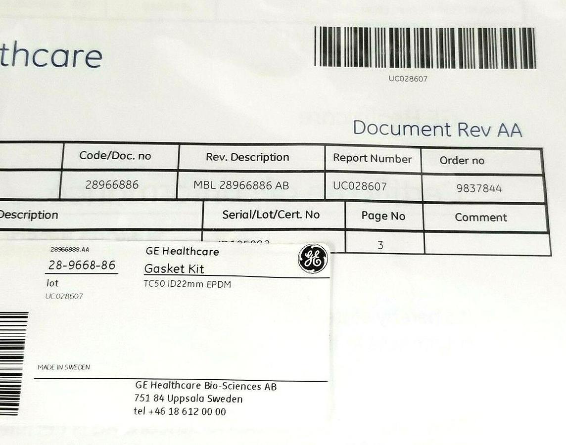 NEW GE HEALTHCARE 28-9668-86 GASKET KIT TC50 ID 22mm EPDM MBL 28966886 AB