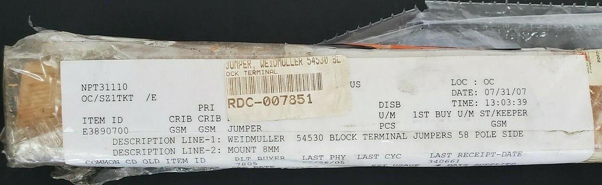 Used LOT OF 10 NEW WEIDMULLER 54350 TERMINAL BLOCK JUMPERS 58-POLE ANGLED 0545300000