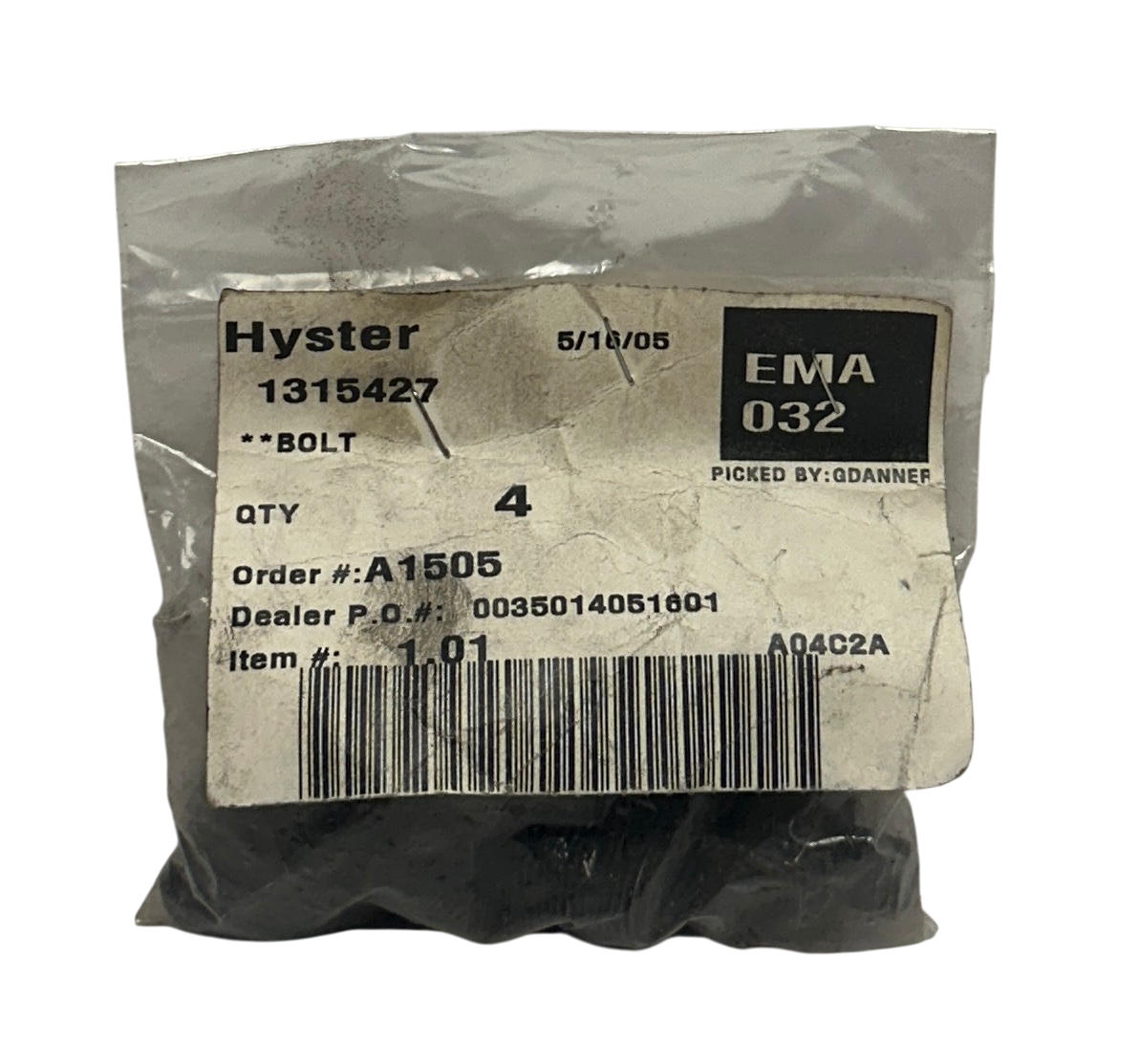 Used 4 HYSTER 1315427 / HY1315427 OEM BOLTS FOR FORKLIFT NSNP