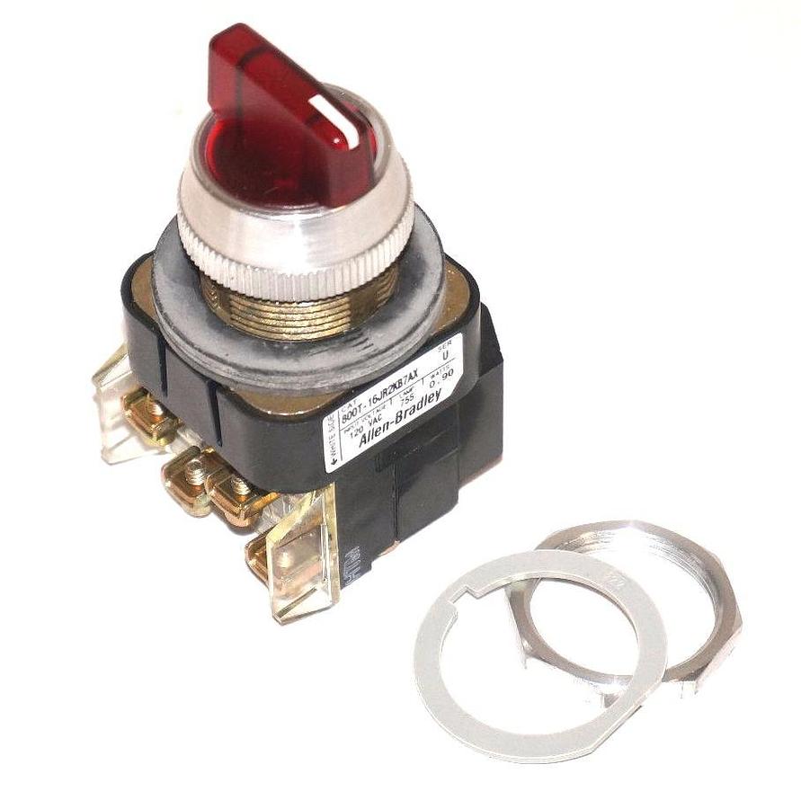 Used NIB ALLEN BRADLEY 800T-16JR2KB7AX ILLUMINATED SELECTOR SWITCH SER. U