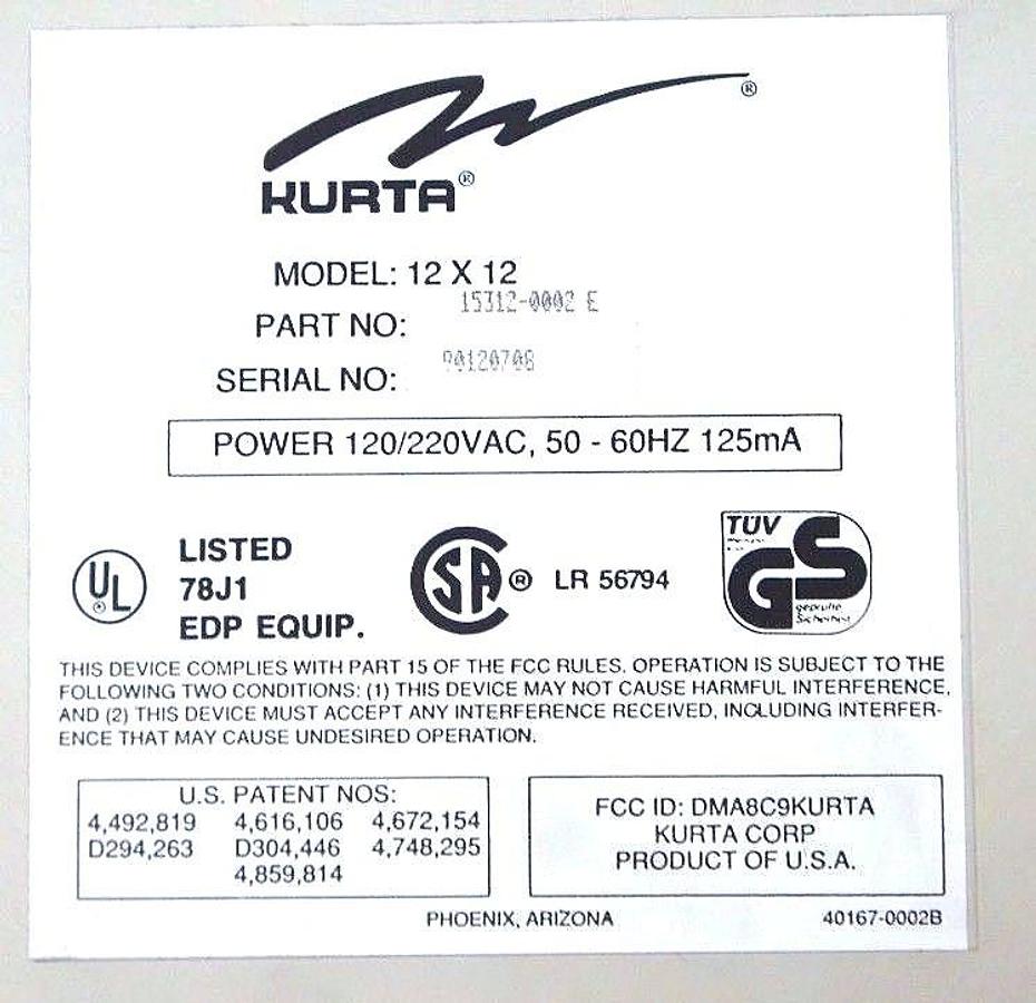 Used KURTA 15312-0002 E IS/ONE INPUT SYSTEM GRAPHICS TABLET MODEL: 12 X 12
