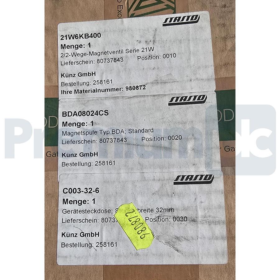 ODE STASTO 21W6KB400-BDA08024CS 2/2-Way Solenoid Valve Kit NC 1-1/2" Brass 24VDC