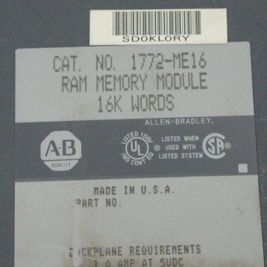 Used ALLEN BRADLEY 1772-ME16 RAM MEMORY MODULE 16K WORDS 960232 REV 1