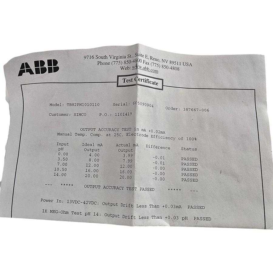 ABB TB82PH1010110 | TB82 pH / Redox ORP Transmitter 4-20mA 13.5-42VDC Pipe Mount