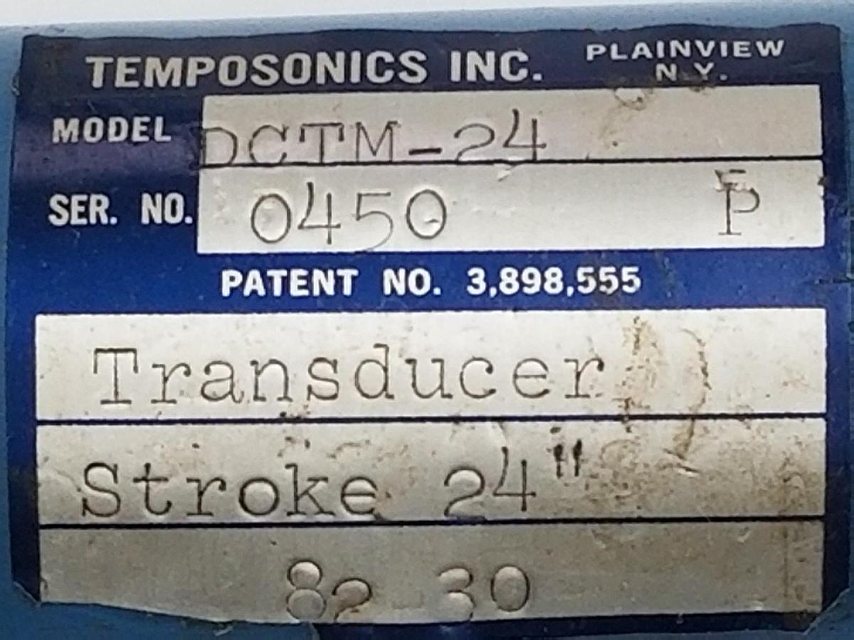 Used TEMPOSONICS INC. DCTM-24 TRANSDUCER 24'' STROKE 32'' IN. ROD 36-5/8'' IN. OAL