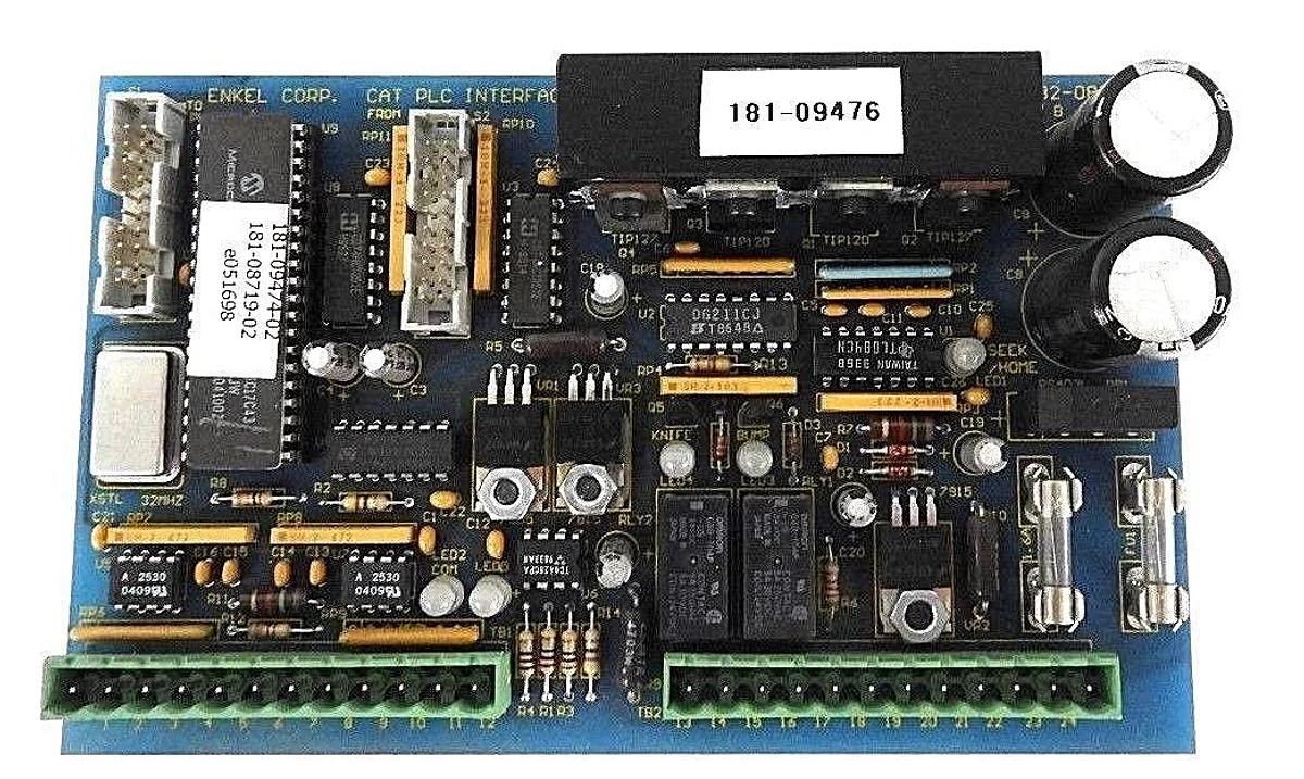 Used ENKEL CORP. 182-08729 CAT PLC INTERFACE BOARD REV. B, 18208729