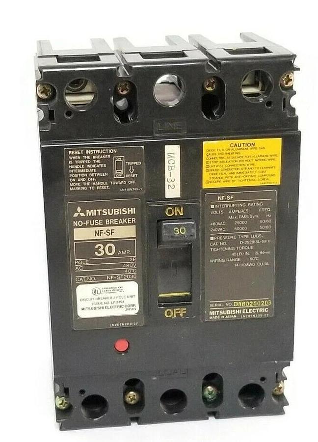 Used MITSUBISHI NF-SF2030 30 AMP CIRCUIT BREAKER NF-SF ISSUE NO. LX-1206