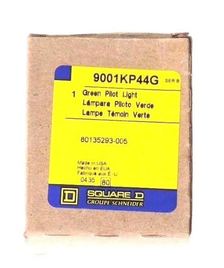 Used NIB SQUARE D 9001-KP44G SER. B GREEN PILOT LIGHT 30MM, 20/30V, 9001KP44G