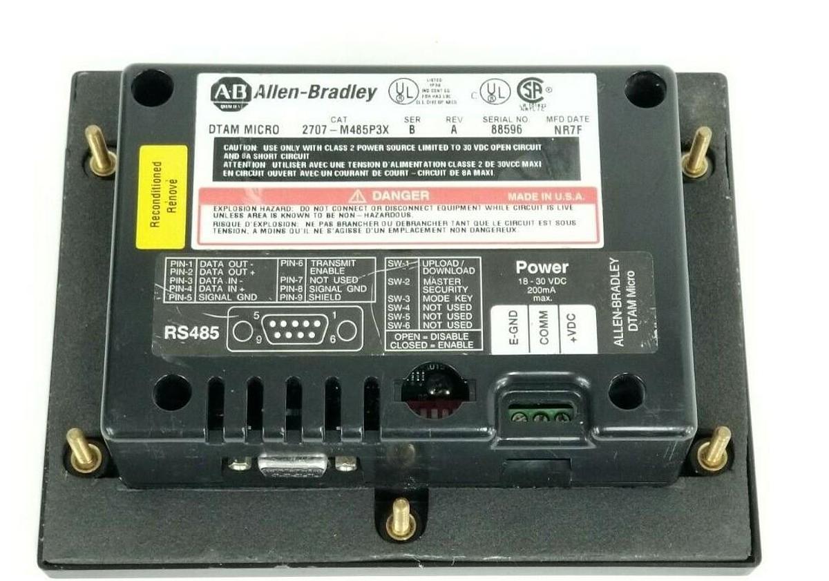 Used ALLEN BRADLEY 2707-M485P3X DTAM MICRO OPERATOR INTERFACE SER. B (REPAIRED)