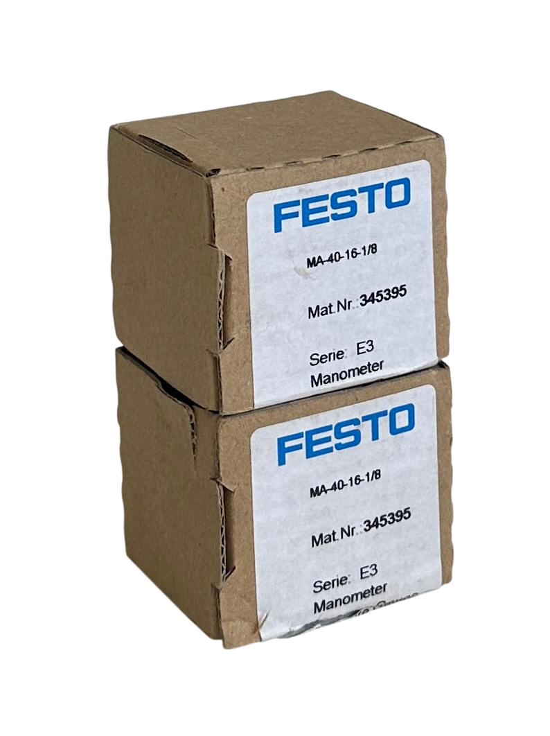 Used 2 FESTO MA-40-16-1/8 / 345395 SERIES E3 MANOMETER PRESSURE GAUGES 0-16BAR NSMP