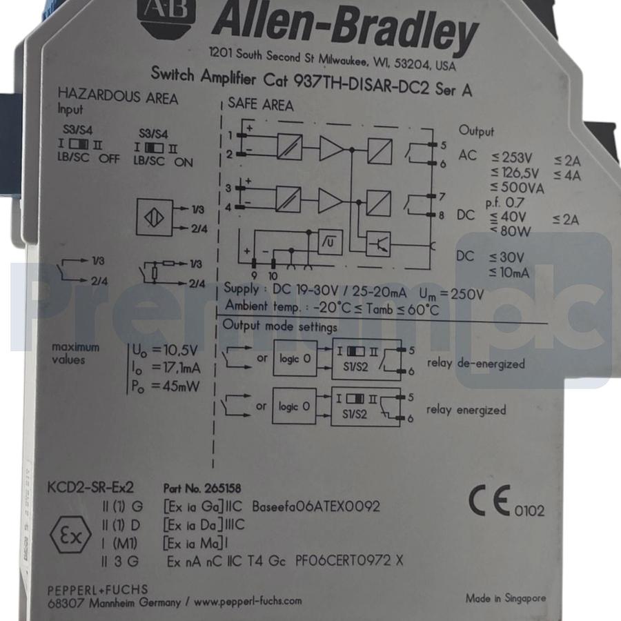 Used Allen Bradley 937TH-DISAR-DC2 /A 2-Channel Switch Amplifier 24V KCD2-SR-Ex2 NUPI