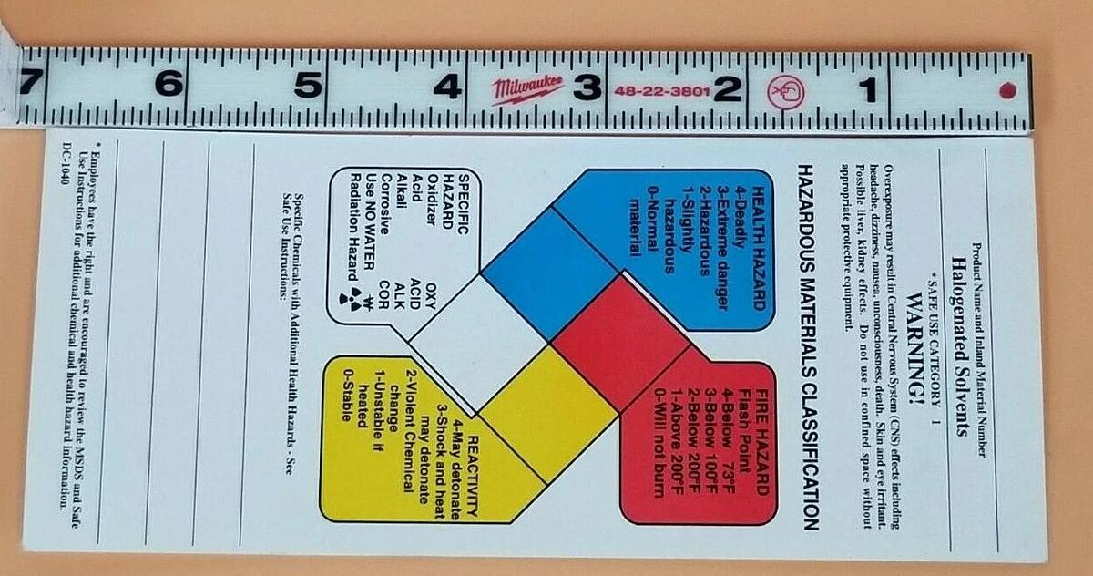 LOT OF 57 NEW HAZARDOUS MATERIAL CLASSIFICATION TAGS DC-1040, 3''X7''