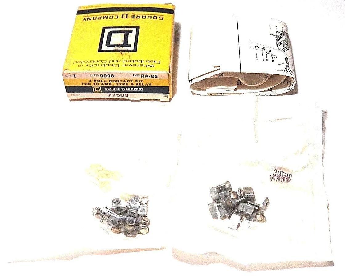 Used NIB SQUARE D 9998 RA-85 4-POLE CONTACT KIT FOR TYPE D RELAY 9998-RA-85, 77503