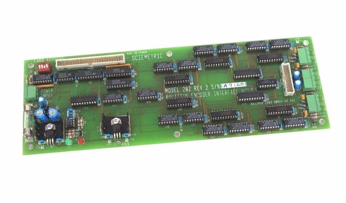 Used SCIEMETRIC MODEL 202 POSITION ENCODER INTERFACE MODULE REV 2