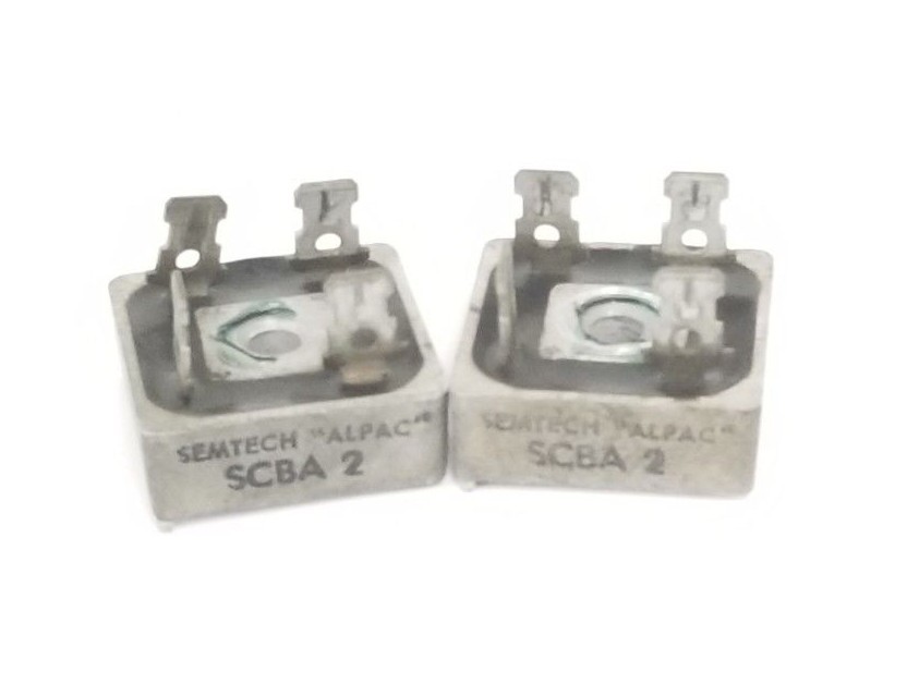 Used LOT OF 2 SEMTECH SCBA-2 BRIDGE RECTIFIERS 200-600V 25AMP 1PHASE "ALPAC" SCBA2