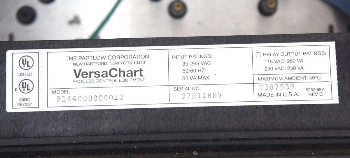 Used PARTLOW 9144000000012 VERSACHART ENCLOSURE ONLY 62520801 REV C