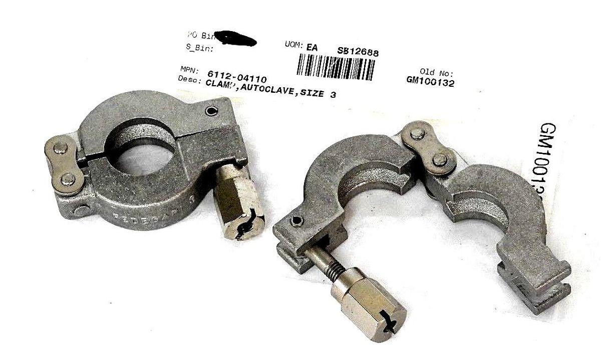 Used LOT OF 2 NEW FEDEGARI 6112-04110 SIZE 3 AUTOCLAVE CLAMPS 611204110