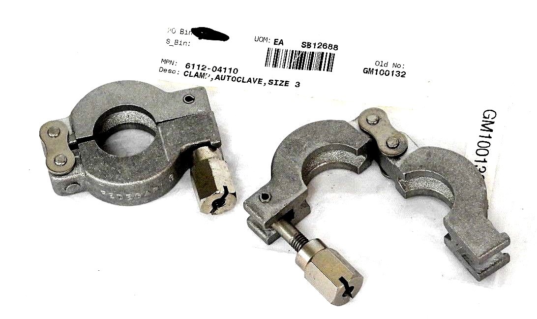 Used LOT OF 2 NEW FEDEGARI 6112-04110 SIZE 3 AUTOCLAVE CLAMPS 611204110