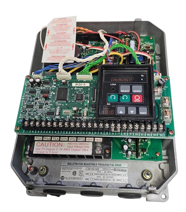 Used ALLEN BRADLEY 1333-AAB ADJUSTABLE FREQUENCY AC DRIVE 1333AAB SER. D