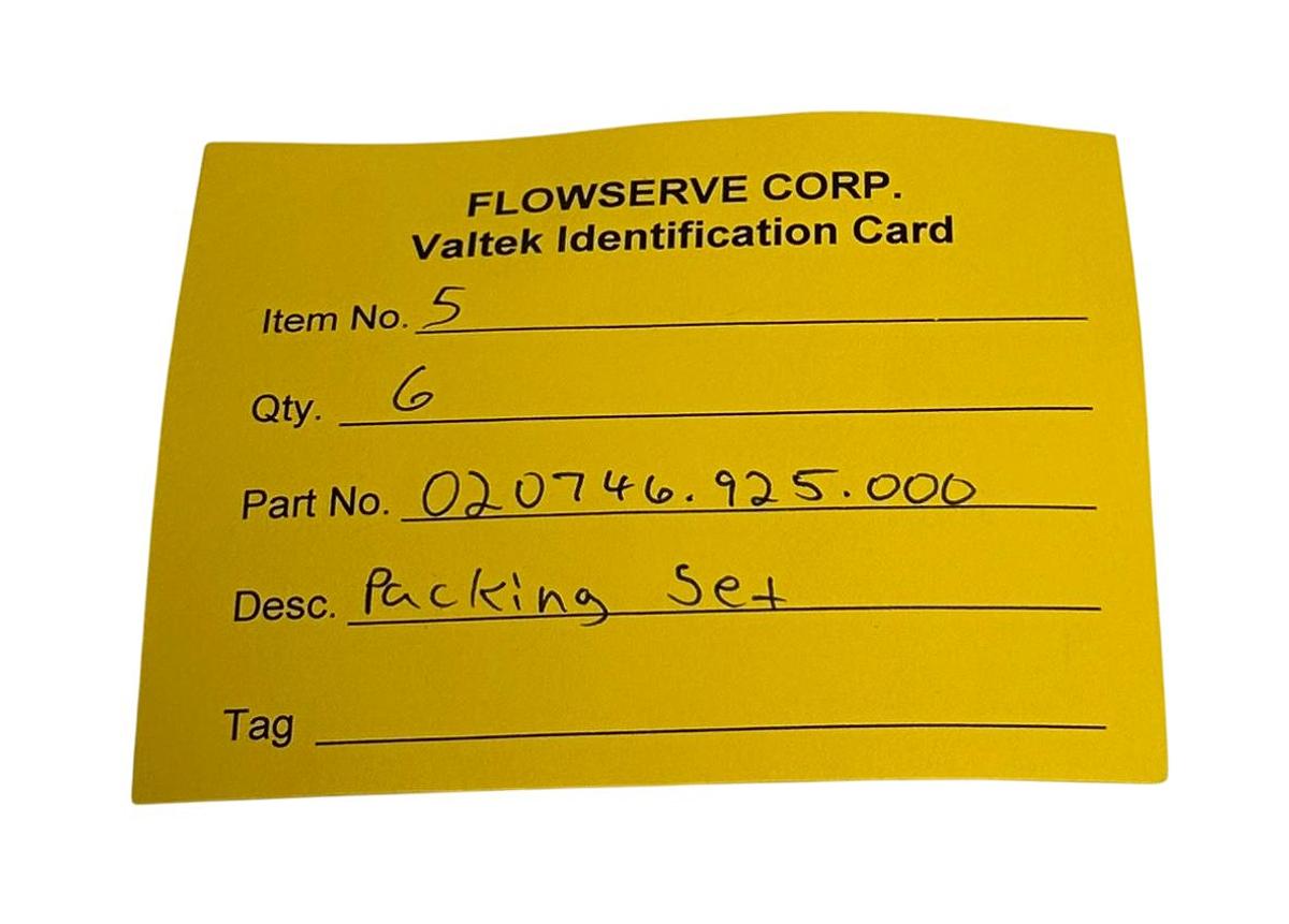 Used 6 FLOWSERVE VALTEK 020746.925.000 / 020746925000 OEM PACKING ASSEMBLY SETS NSNP