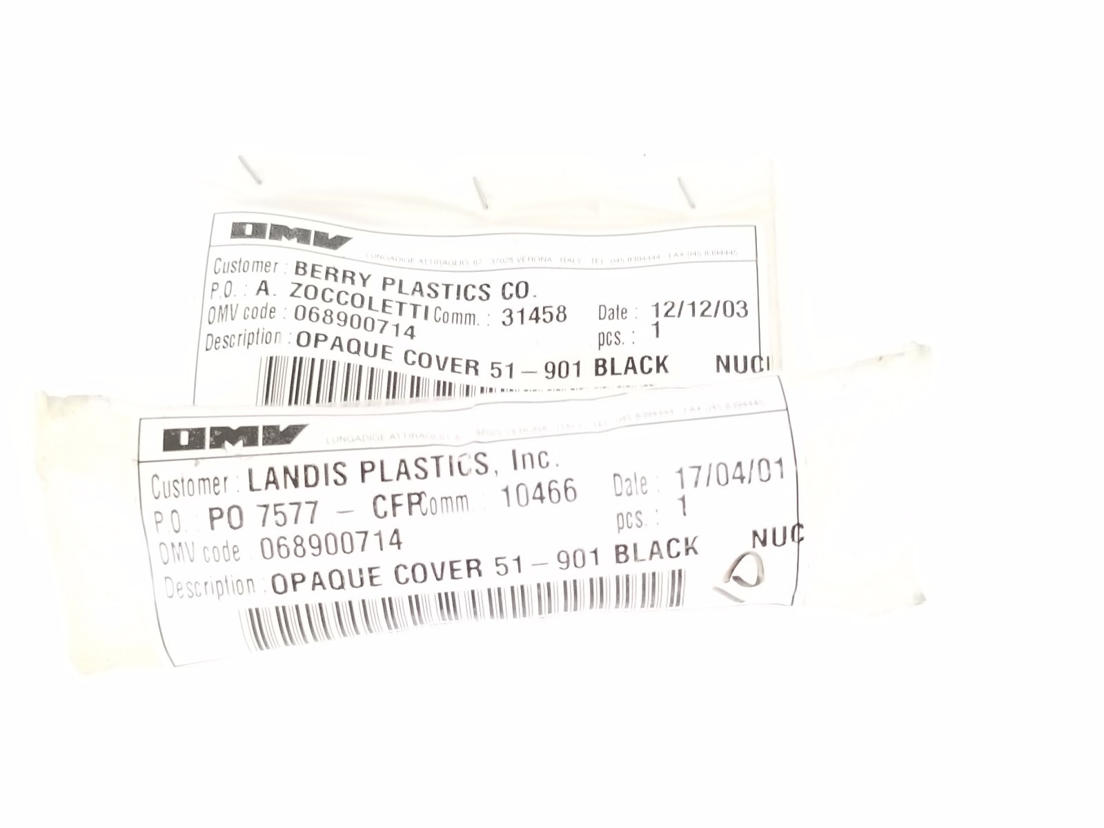 Used LOT OF 2 NEW OMV 068900714 OPAQUE COVER 51-901 BLACK