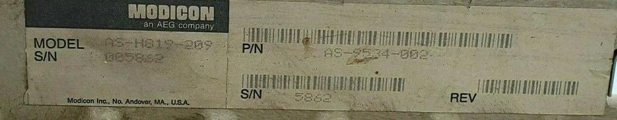 Used MODICON AS-9534-002 984 SERIES 7-SLOT CHASSIS RACK AS-H819-209