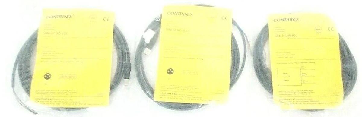 Used LOT OF 3 NEW CONTRINEX S08-3FUW-020 CONNECTORS W/ CABLES S083FUW020