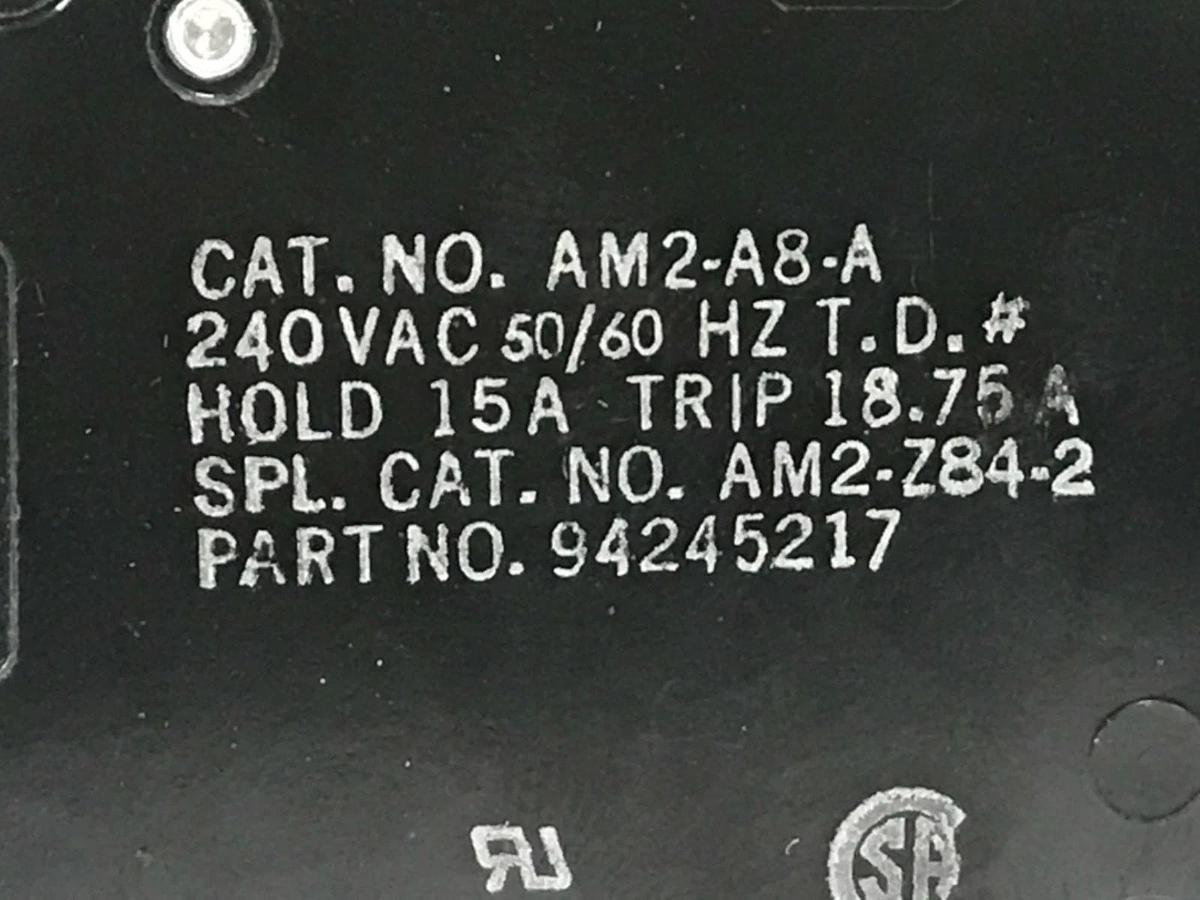 Used HEINEMANN AM2-A8-A CIRCUIT BREAKER 240VAC, 50/60HZ, AM2-Z84-2, 94245217, AM2A8A