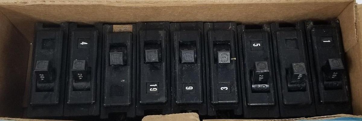 Used LOT OF 9 ITE EQ-P CIRCUIT BREAKERS 20A, 1P, 240V, EQ-P820