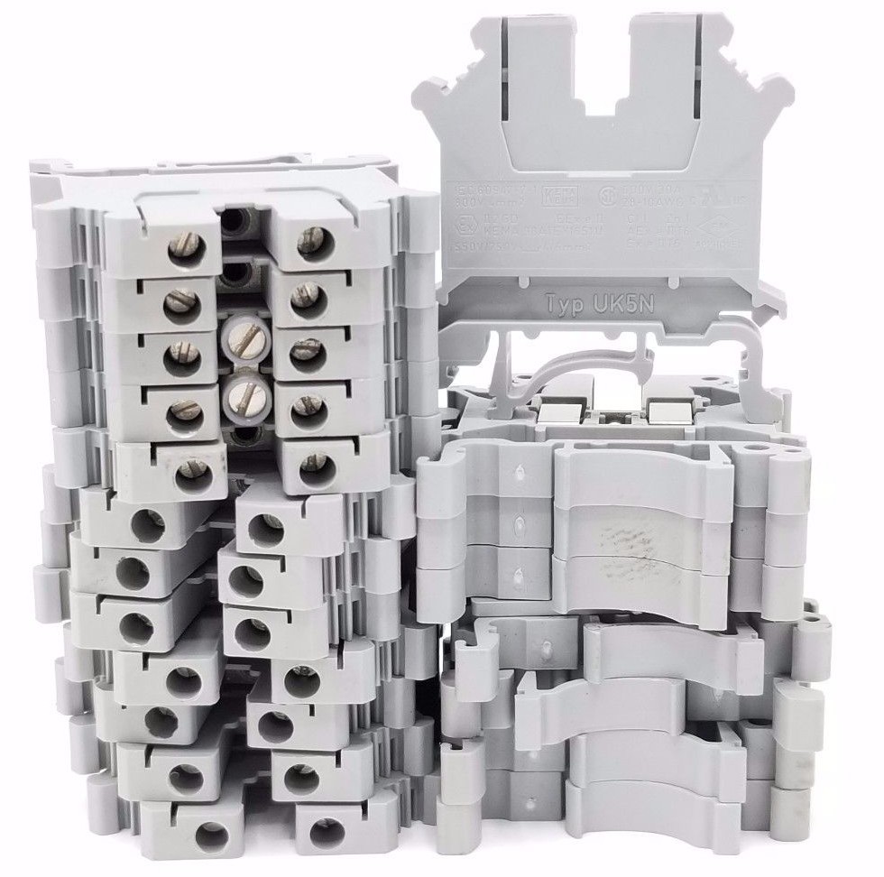 Used LOT OF 20 PHOENIX CONTACT UK5N TERMINAL BLOCKS 40AMP, 600V, UK-5-N