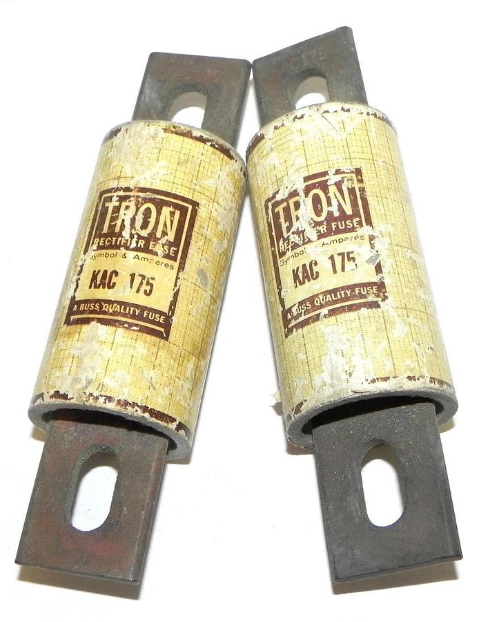 Used LOT OF 2 BUSSMANN KAC 175 TRON RECTIFIER FUSES KAC175