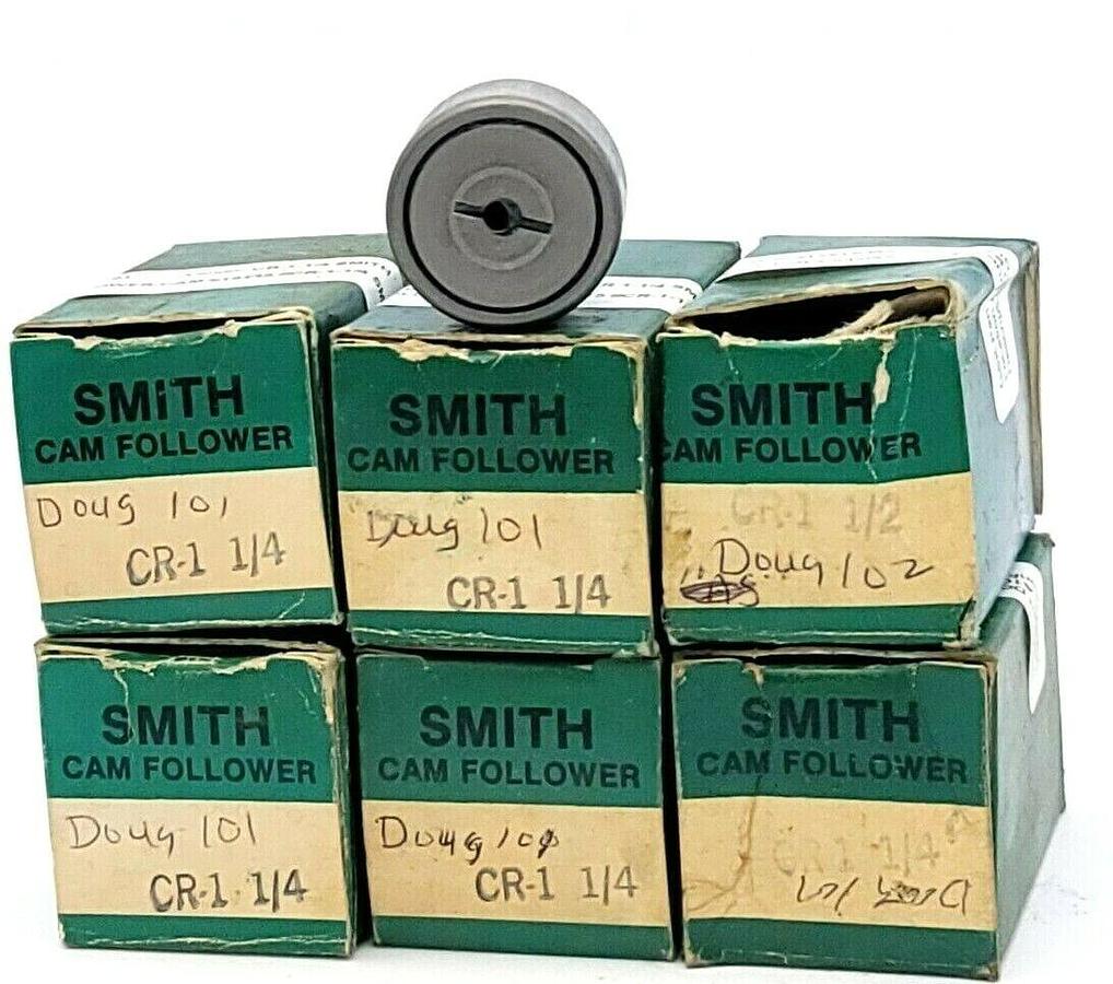 Used LOT OF 6 NIB SMITH CR-1-1/4 CAM FOLLOWERS 1-1/4IN ROLLER DIAMETER 3/4IN WIDTH