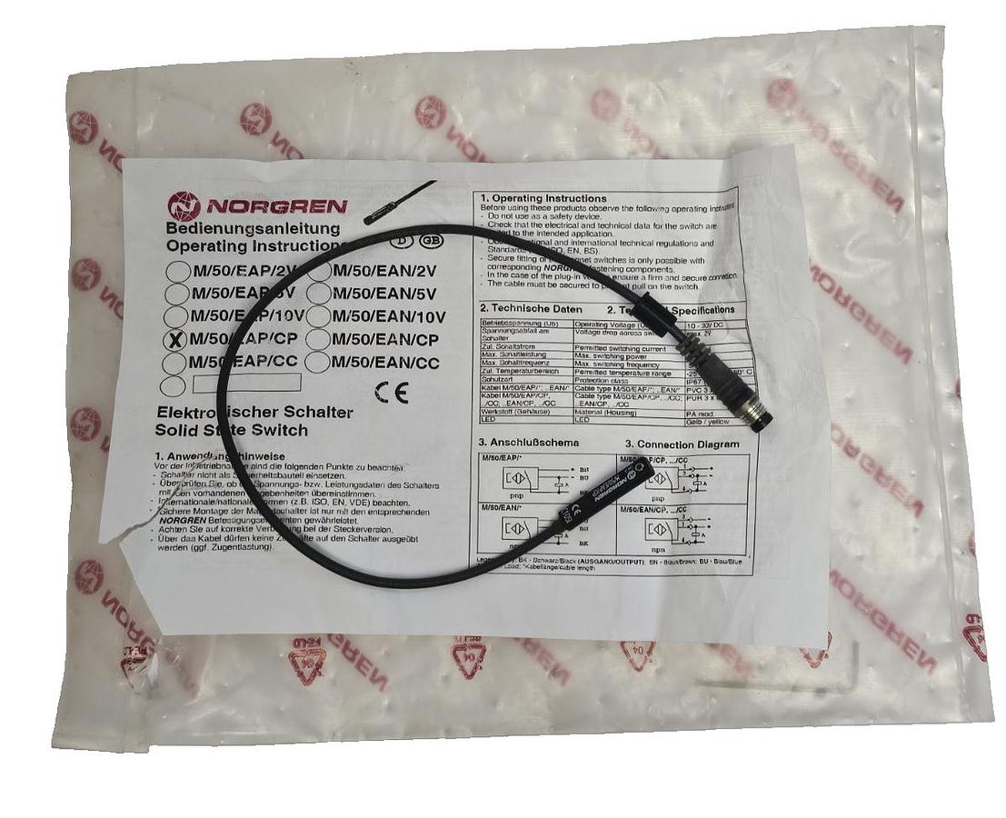 Used NEW NORGREN M/50/EAP/CP REED SWITCH 1/4 INCH NPT 0.3M CABLE