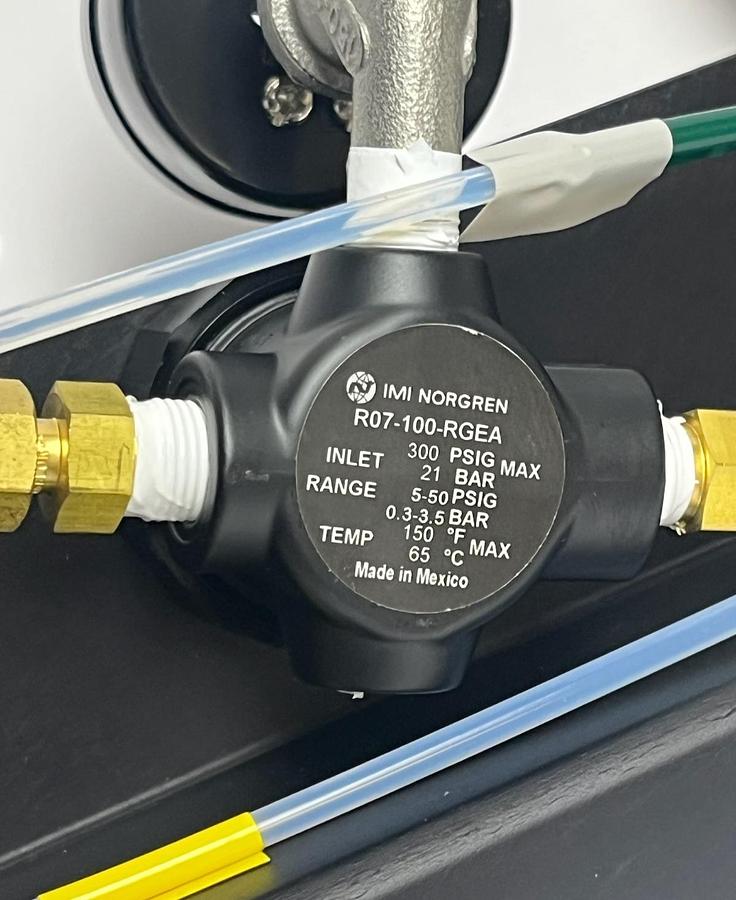 Used OI Analytical Regulator Corral with 3x Norgren R07 Regulators & 60 PSI Gauges